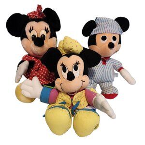 Vintage Mickey and Minnie Mouse Plush Stuffed Animal Dolls Toys x3